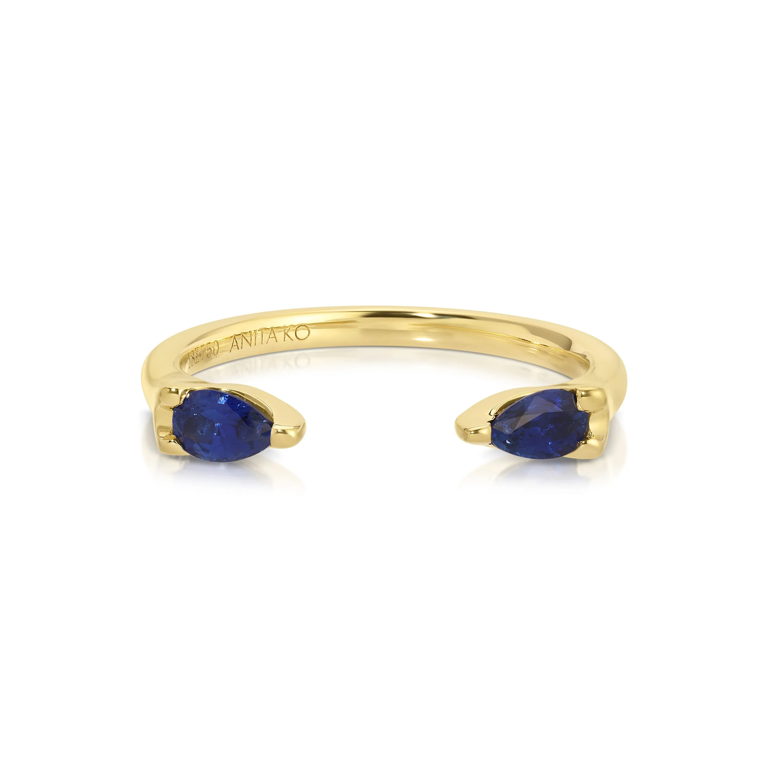 BLUE SAPPHIRE PEAR ORBIT RING Anita Ko