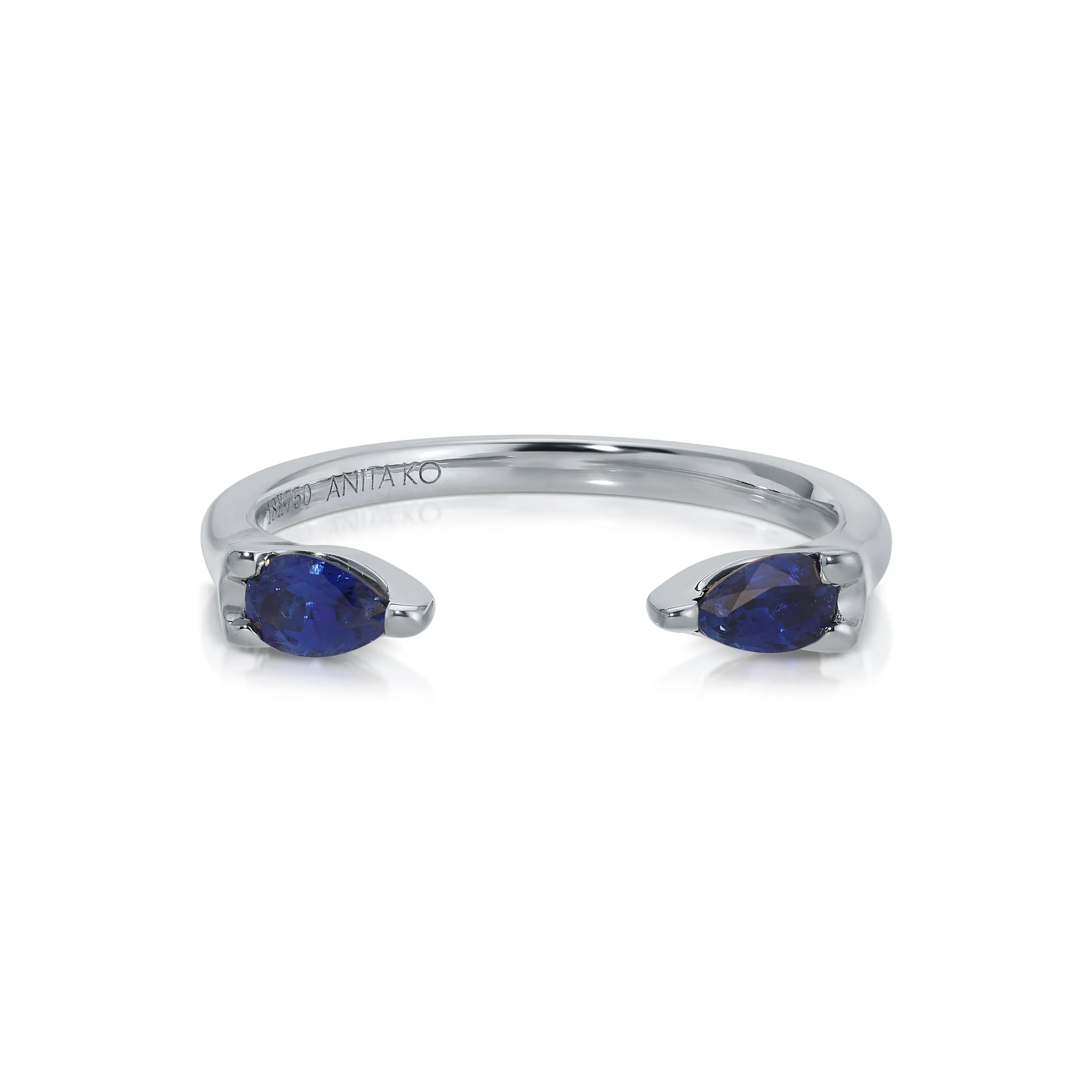 BLUE SAPPHIRE PEAR ORBIT RING Anita Ko