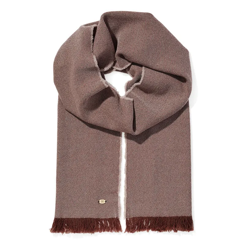 Brown 100% Wool Fringe Scarf