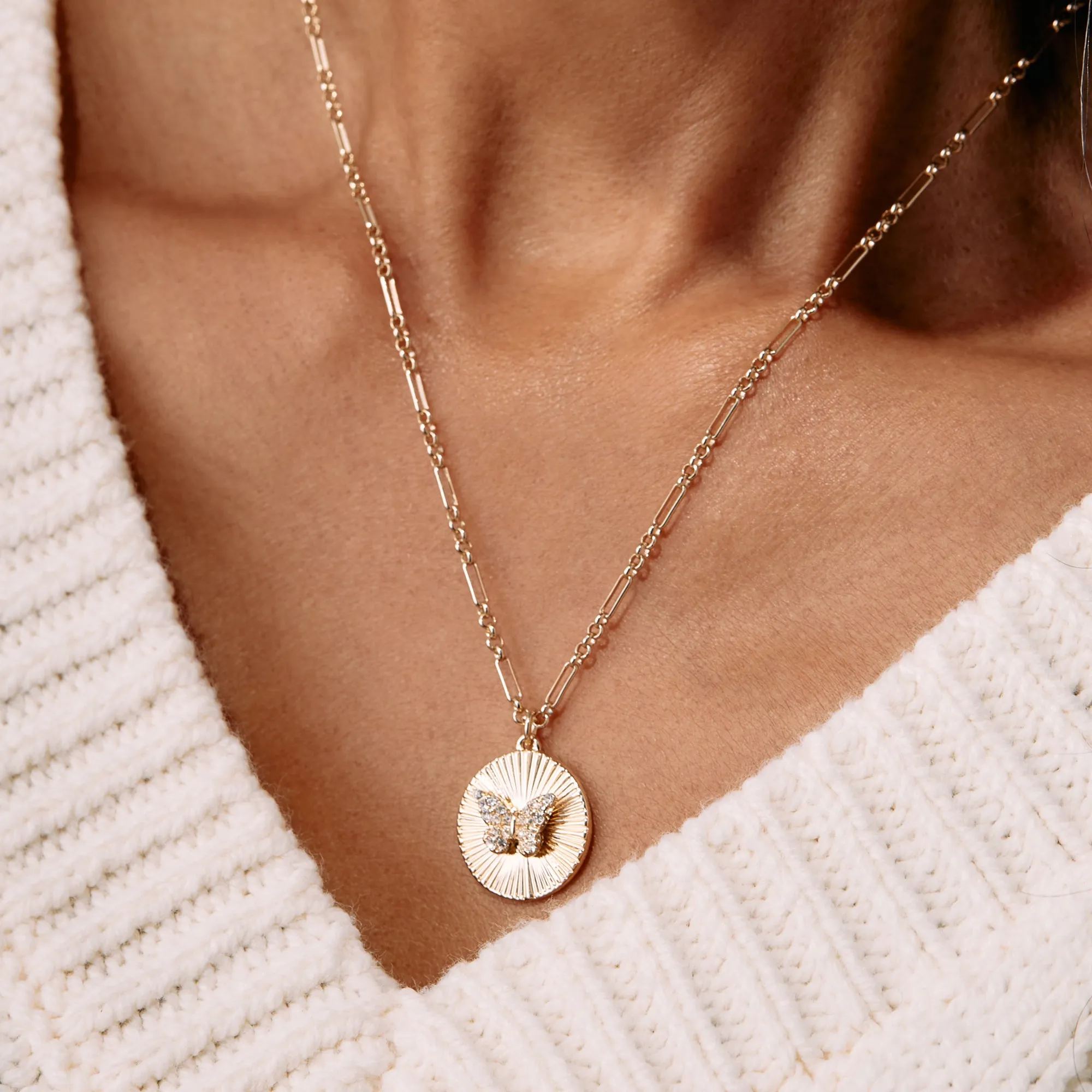 Butterfly Charm Necklace and Stud Earring Gift Set