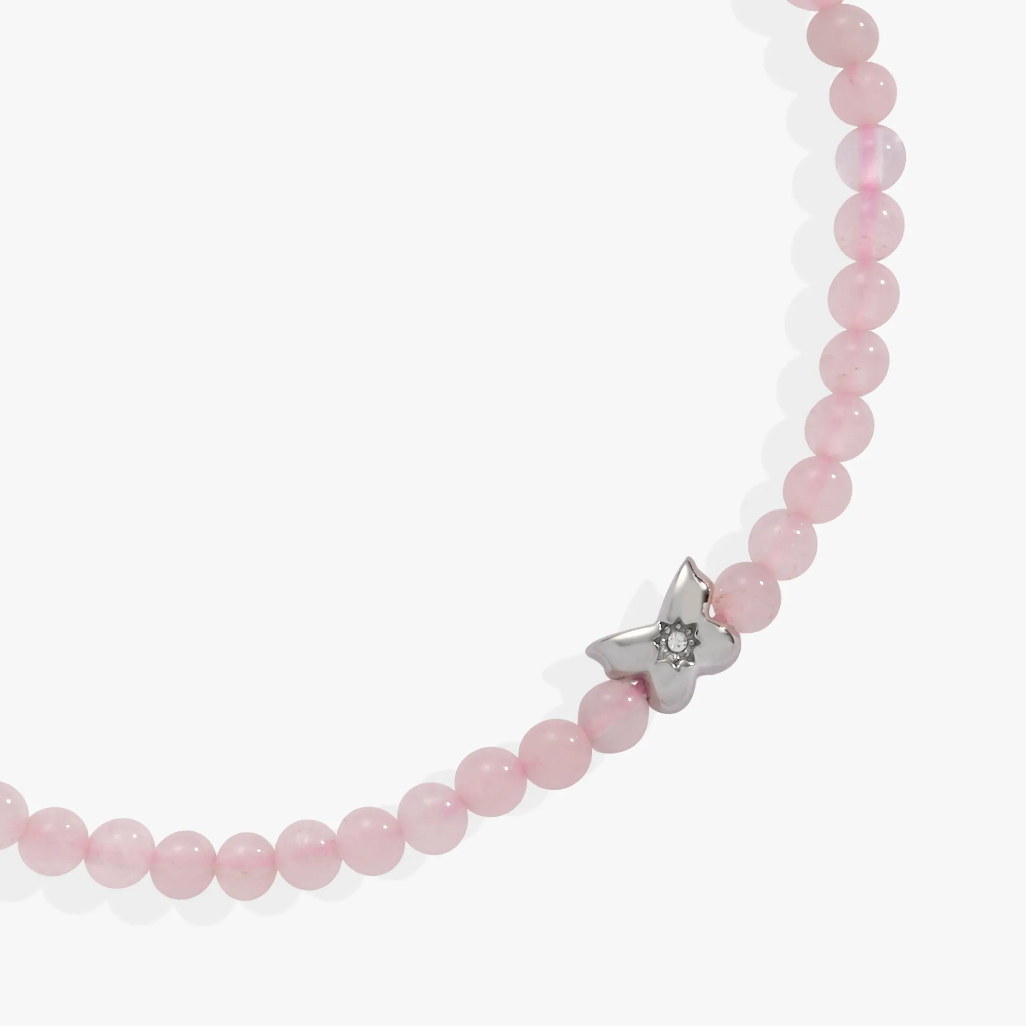 Butterfly Rose Quartz Mini Stretch Bracelet