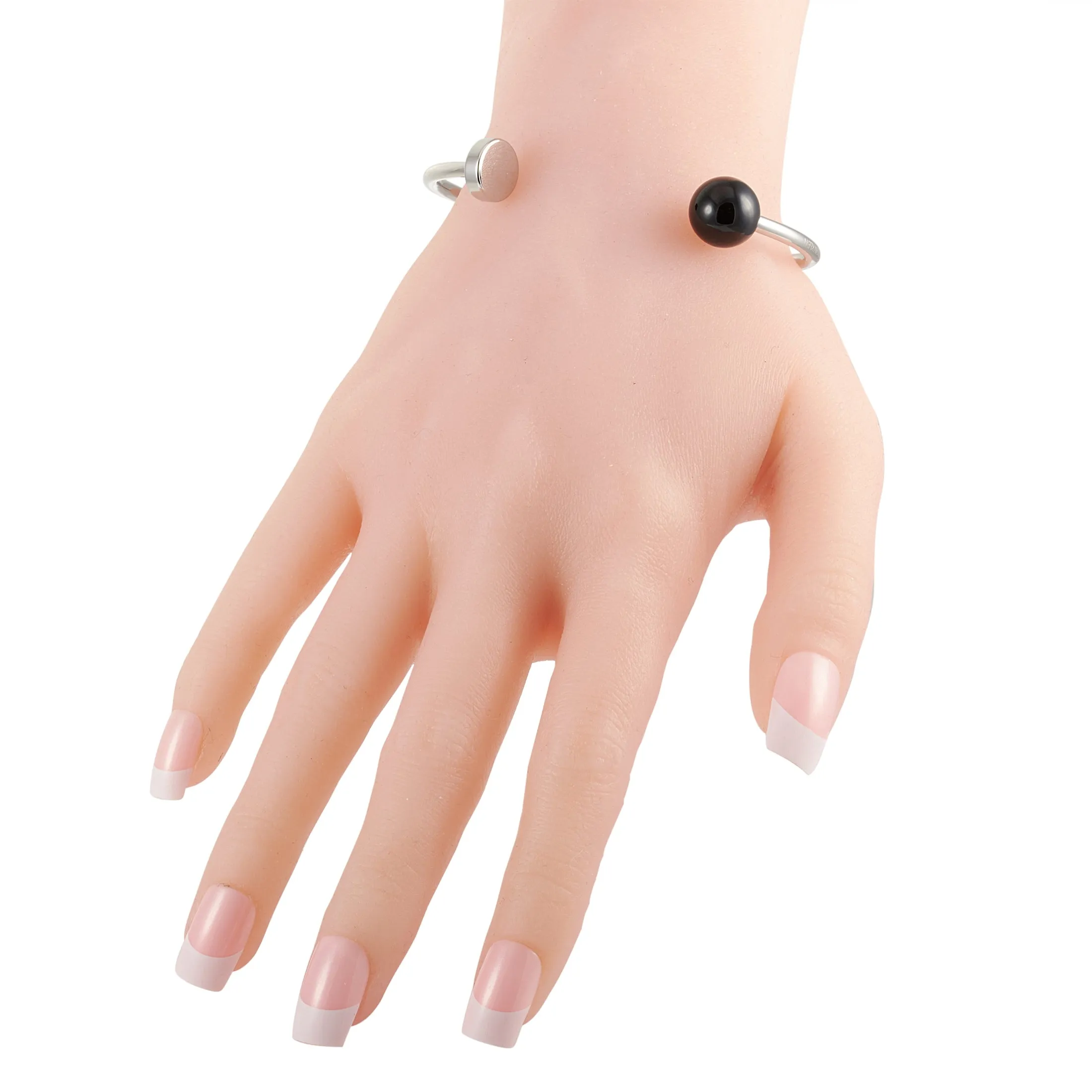 Calvin Klein Bubbly Stainless Steel Onyx Open Bangle Bracelet