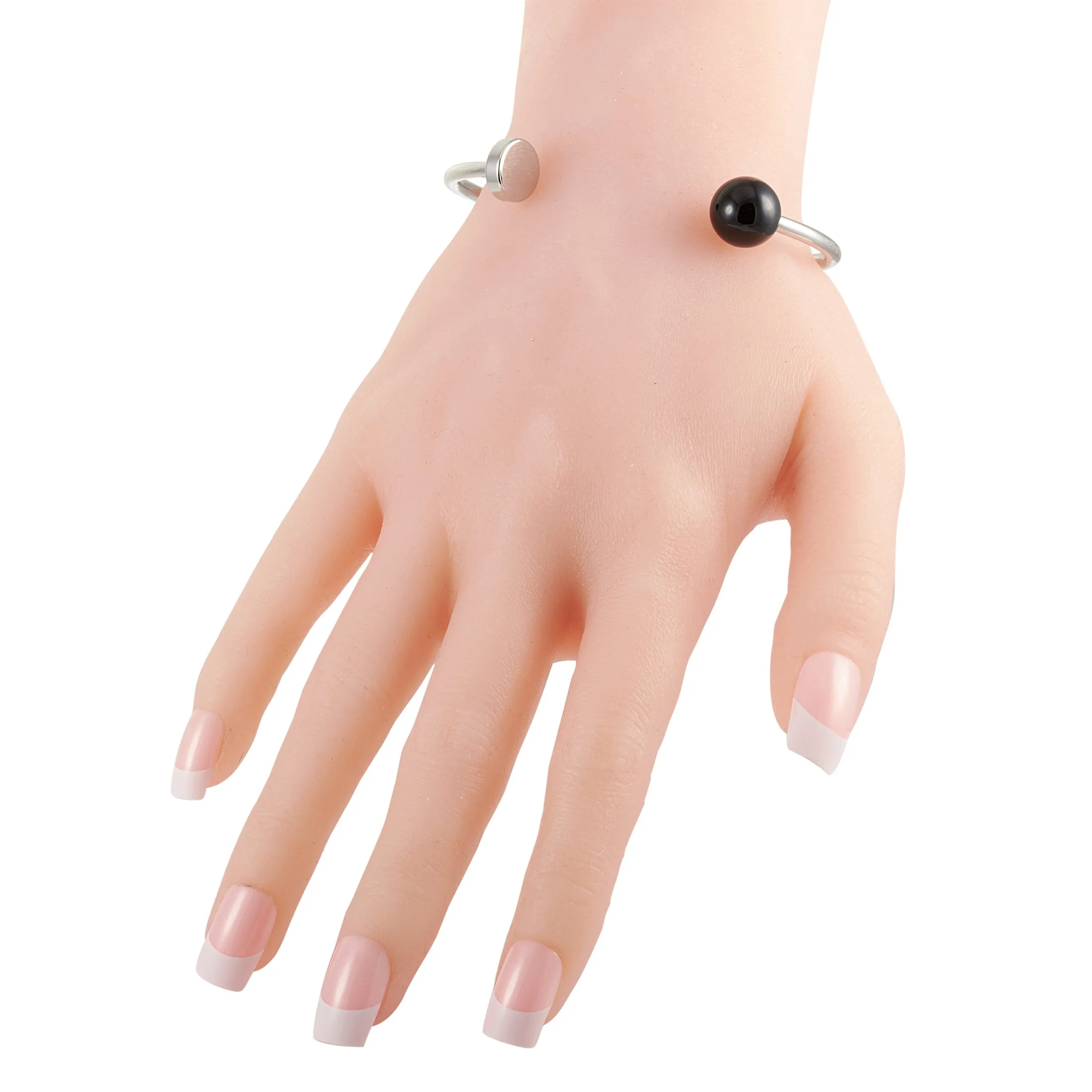 Calvin Klein Bubbly Stainless Steel Onyx Open Bangle Bracelet