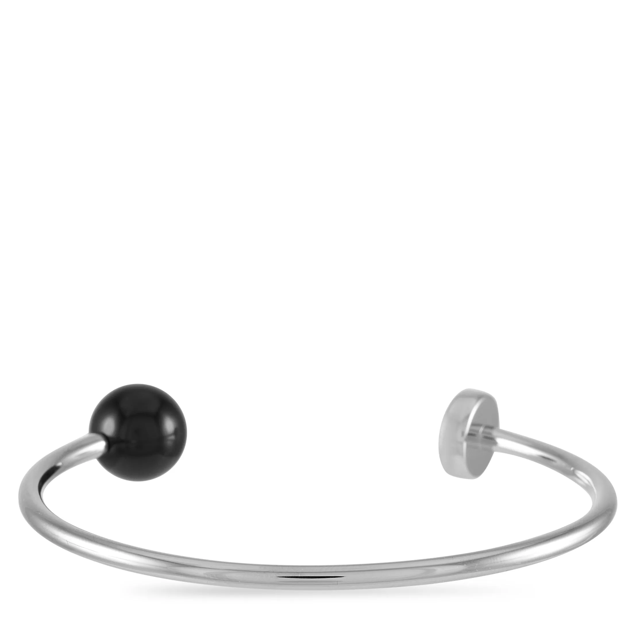 Calvin Klein Bubbly Stainless Steel Onyx Open Bangle Bracelet