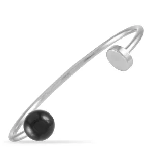 Calvin Klein Bubbly Stainless Steel Onyx Open Bangle Bracelet