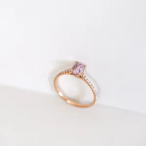 Candy Sweet Pink 18K Rosegold Ring w. Sapphire & Diamonds