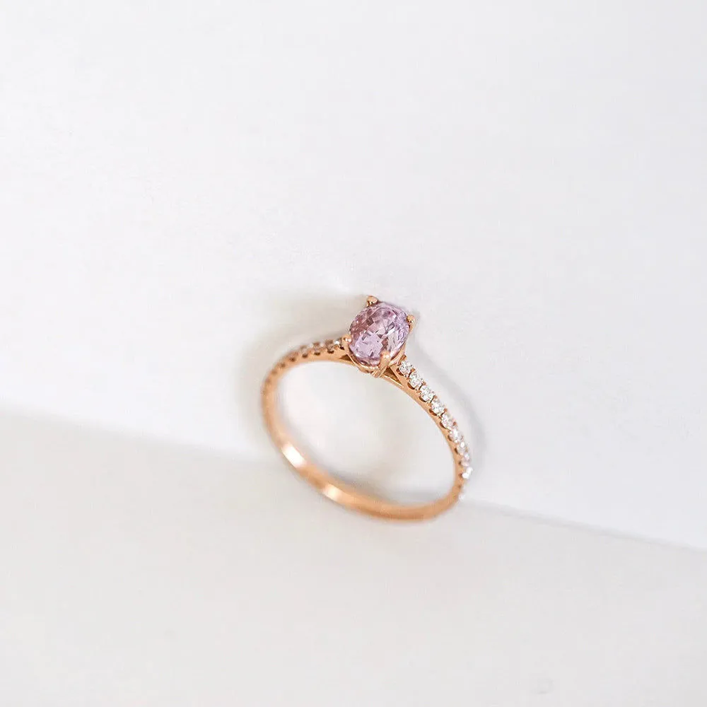 Candy Sweet Pink 18K Rosegold Ring w. Sapphire & Diamonds