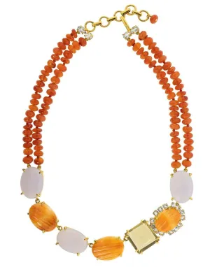 Chalcedony and Carnelian Bead Necklace