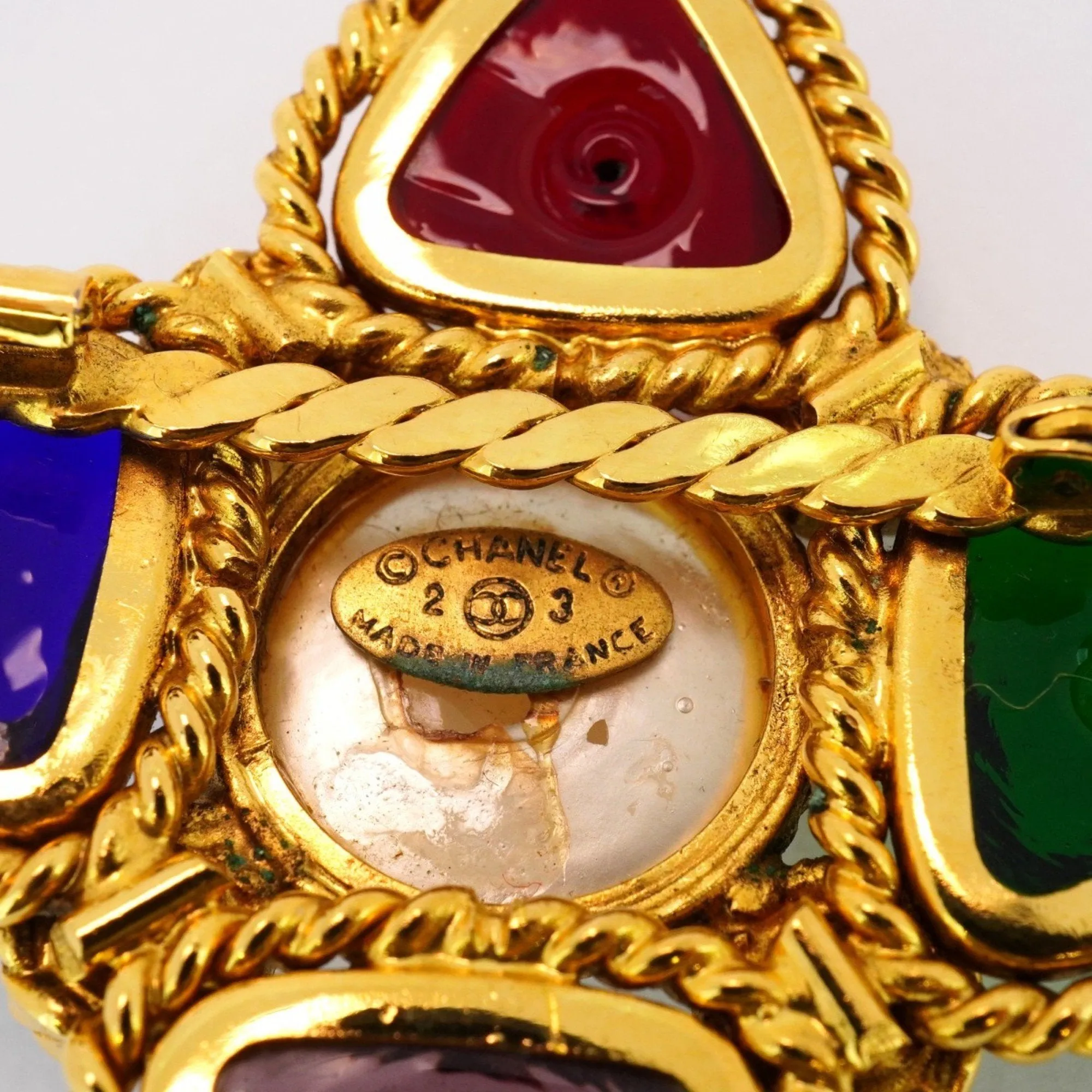 Chanel blue gold  Color gold Plating Brooch (Pre-Owned)