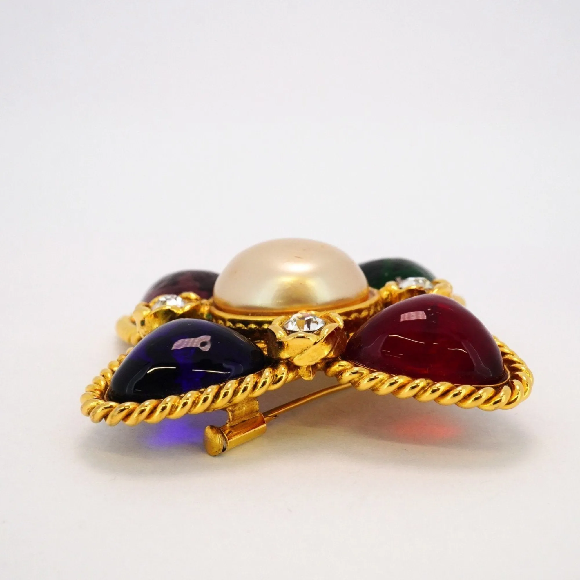 Chanel blue gold  Color gold Plating Brooch (Pre-Owned)