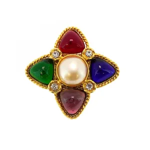 Chanel blue gold  Color gold Plating Brooch (Pre-Owned)