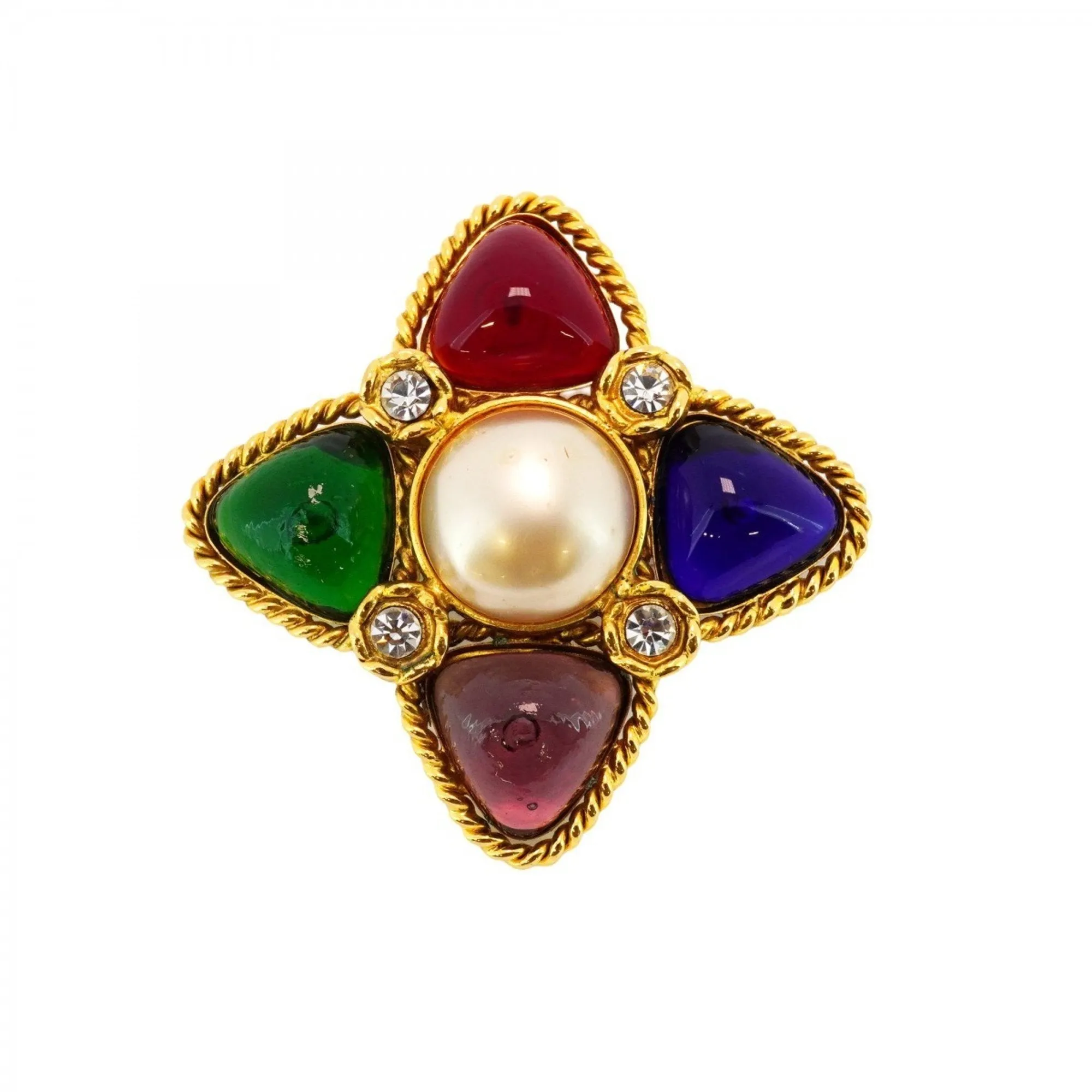 Chanel blue gold  Color gold Plating Brooch (Pre-Owned)
