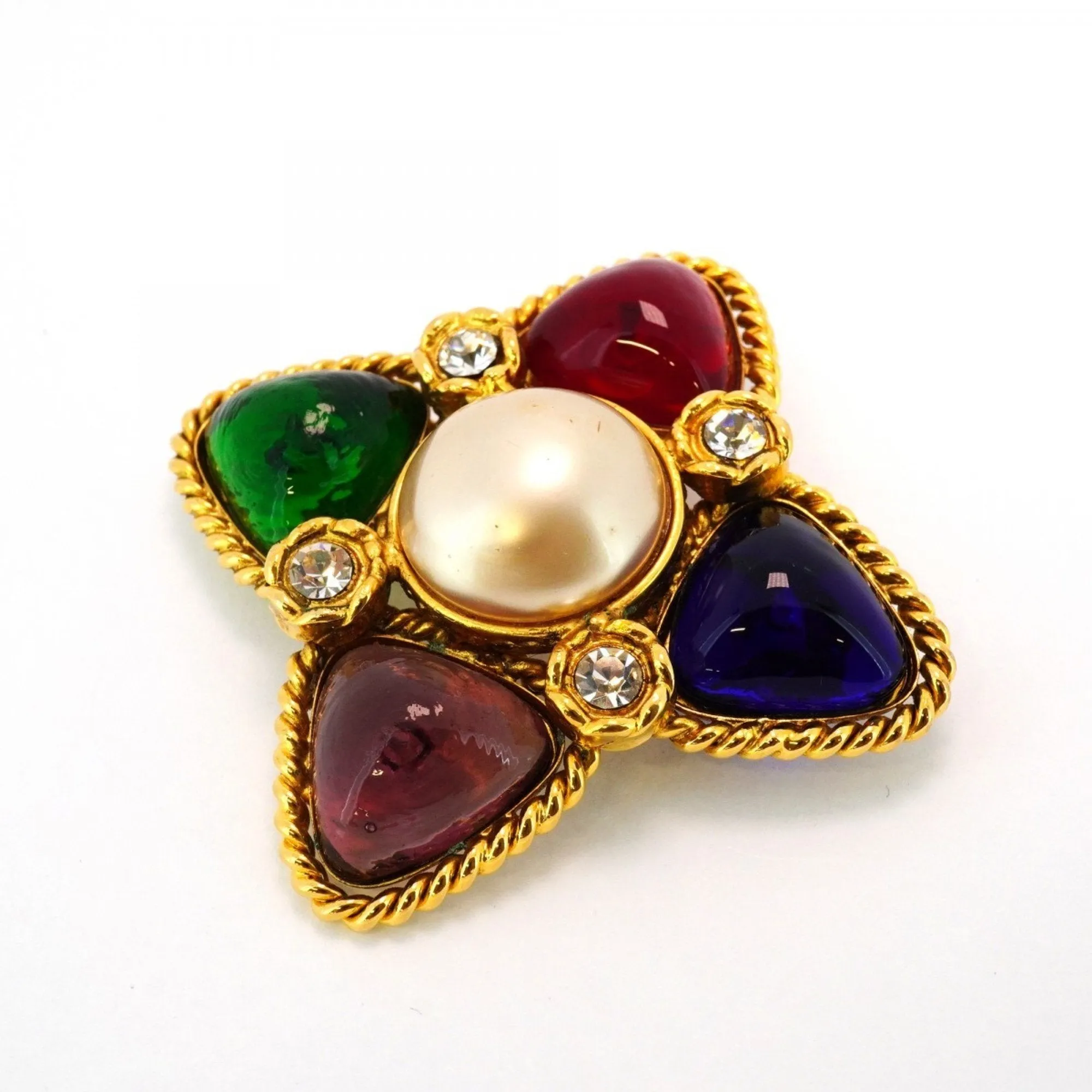 Chanel blue gold  Color gold Plating Brooch (Pre-Owned)