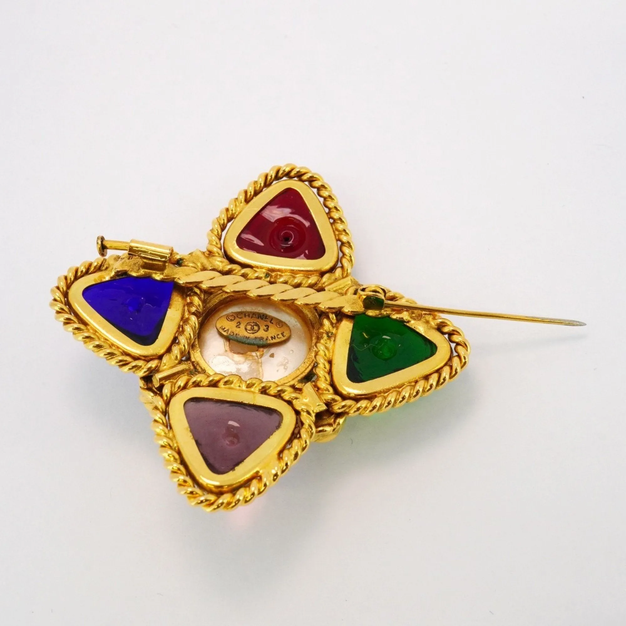 Chanel blue gold  Color gold Plating Brooch (Pre-Owned)