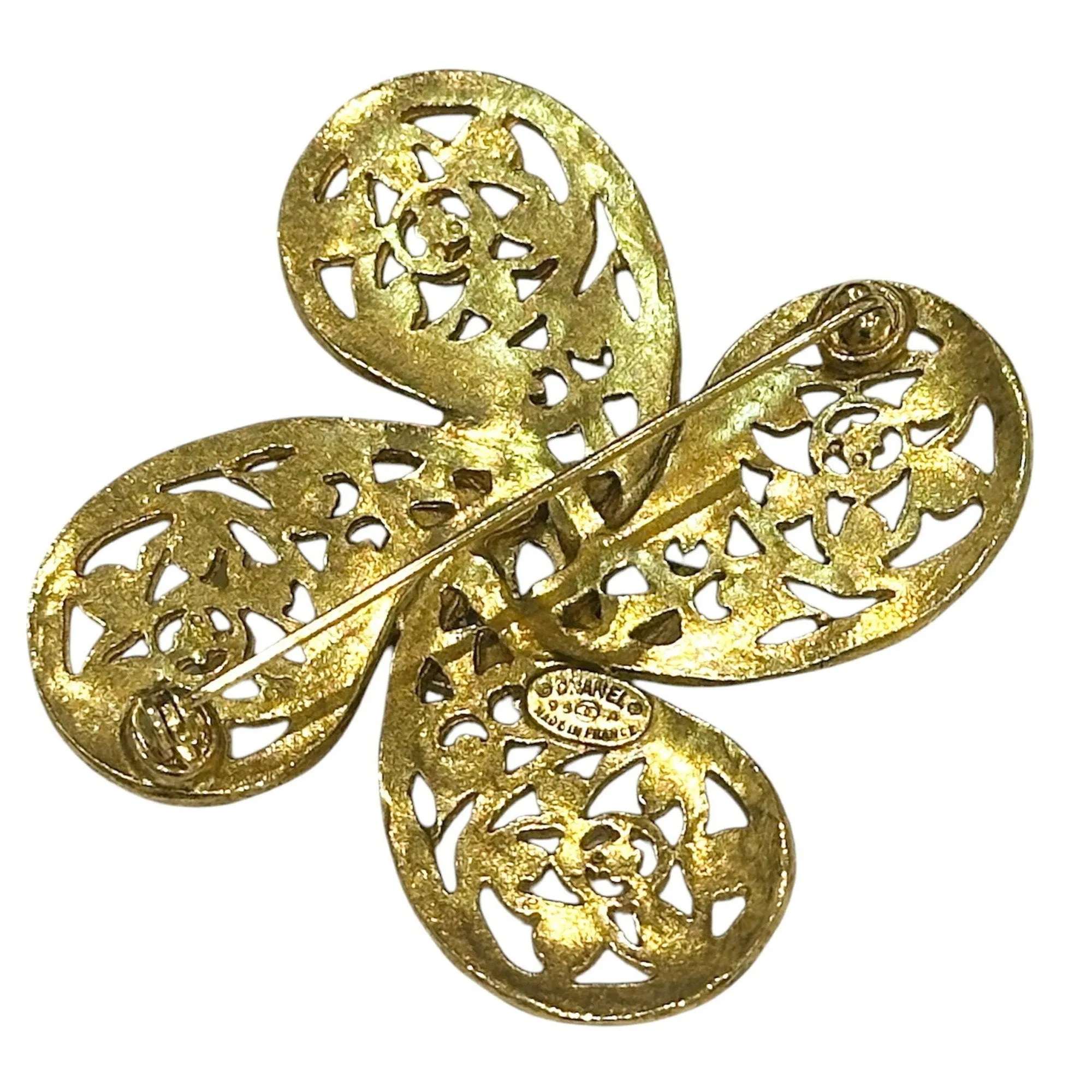 Chanel Clover  Plating Brooch (Pre-Owned)