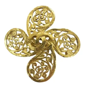 Chanel Clover  Plating Brooch (Pre-Owned)
