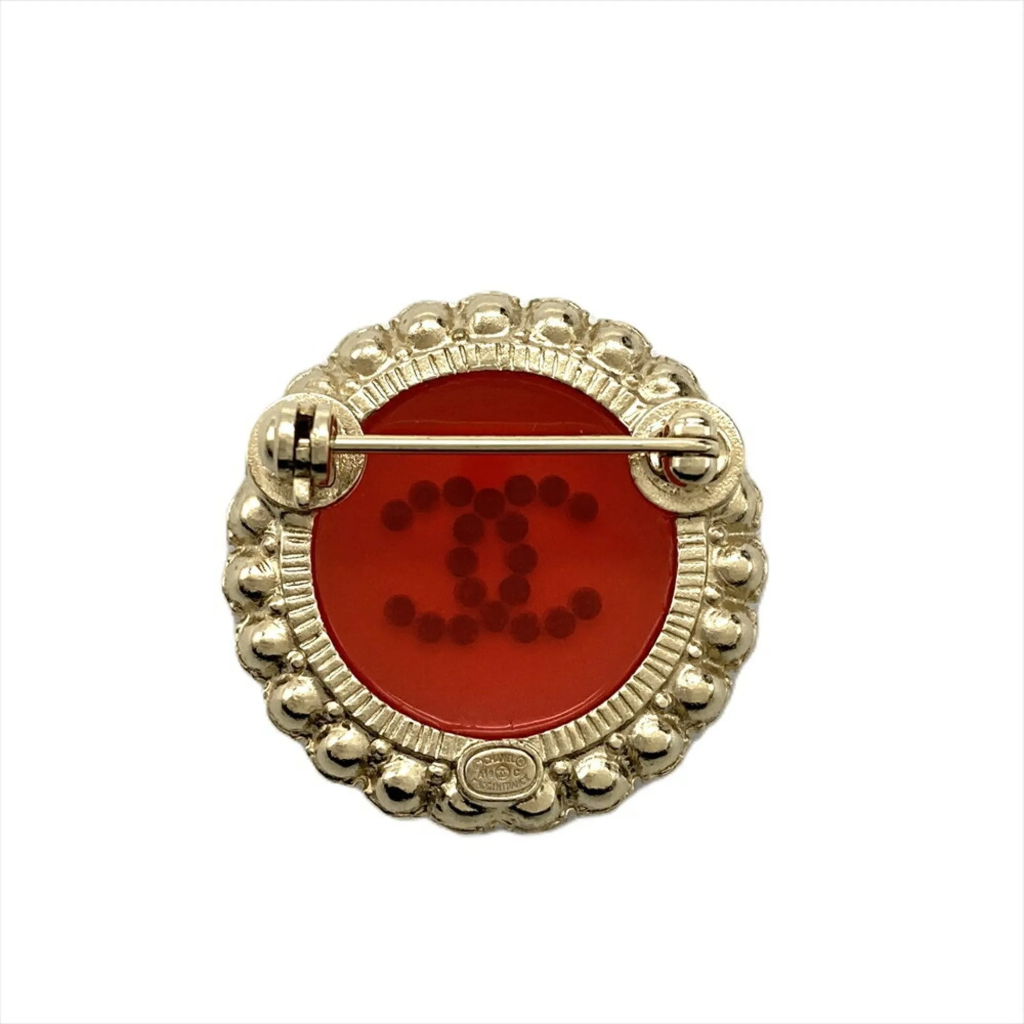 Chanel gold Color Artificial ivory Metal Resin Brooch (Pre-Owned)