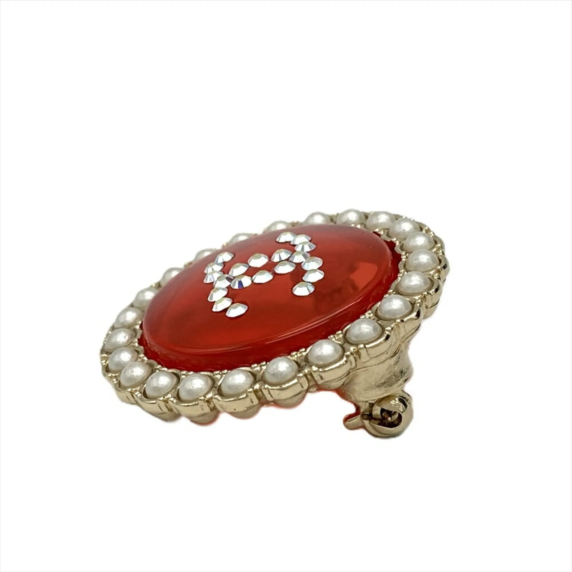 Chanel gold Color Artificial ivory Metal Resin Brooch (Pre-Owned)