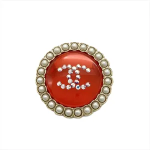 Chanel gold Color Artificial ivory Metal Resin Brooch (Pre-Owned)