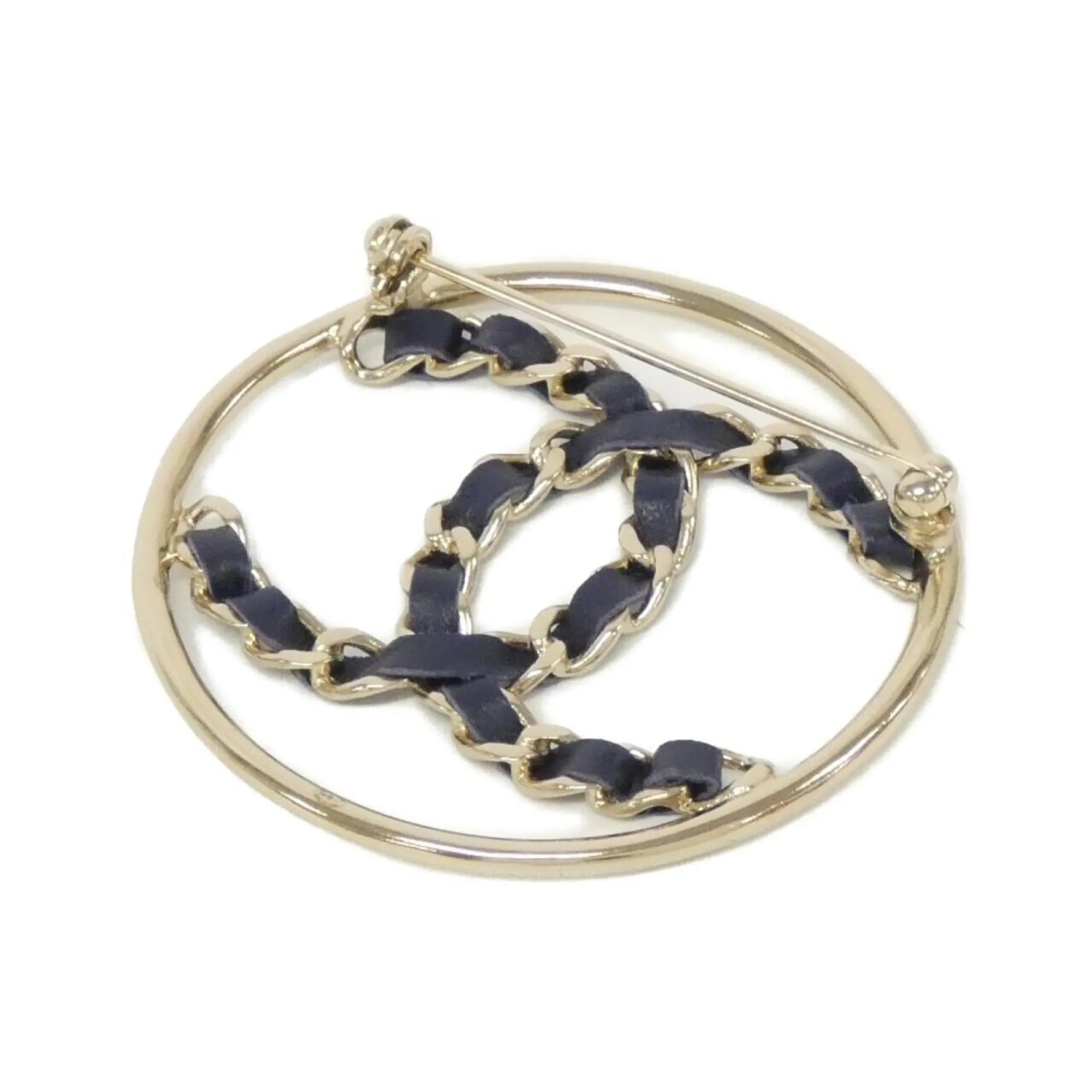 Chanel gold Navy Leather Brooch (Pre-Owned)