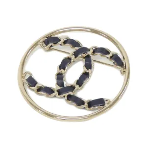 Chanel gold Navy Leather Brooch (Pre-Owned)