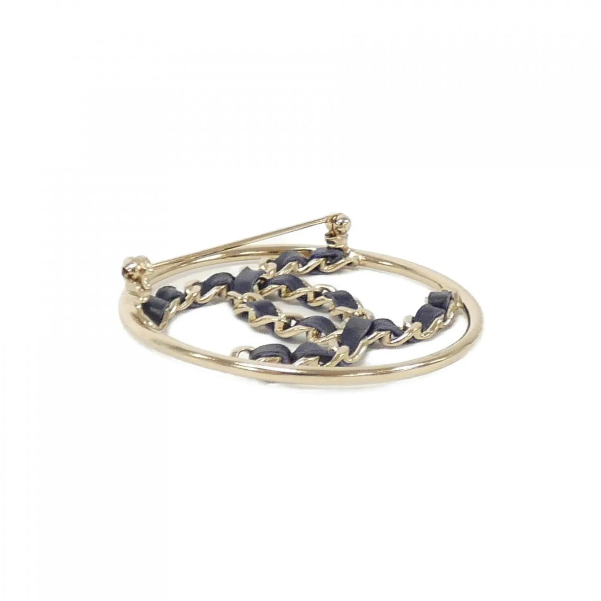 Chanel gold Navy Leather Brooch (Pre-Owned)