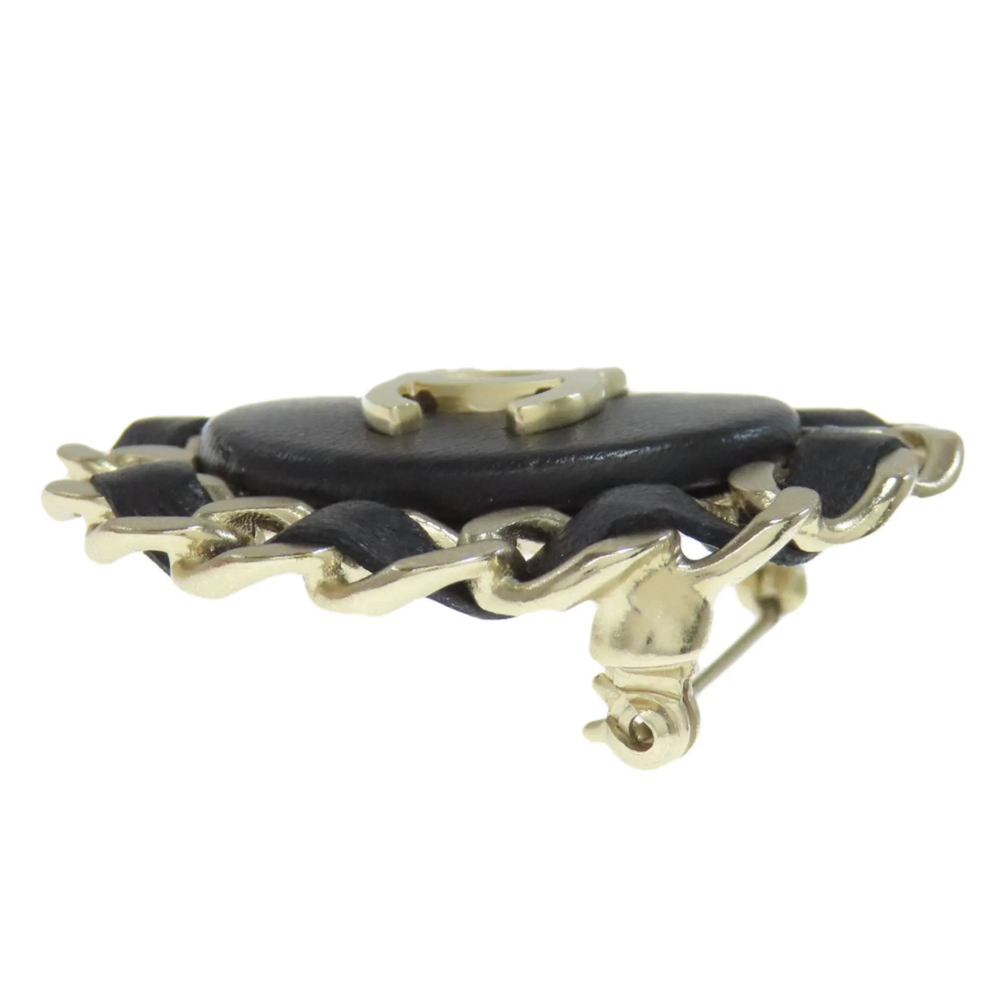 Chanel Leather Metal Brooch (Pre-Owned)