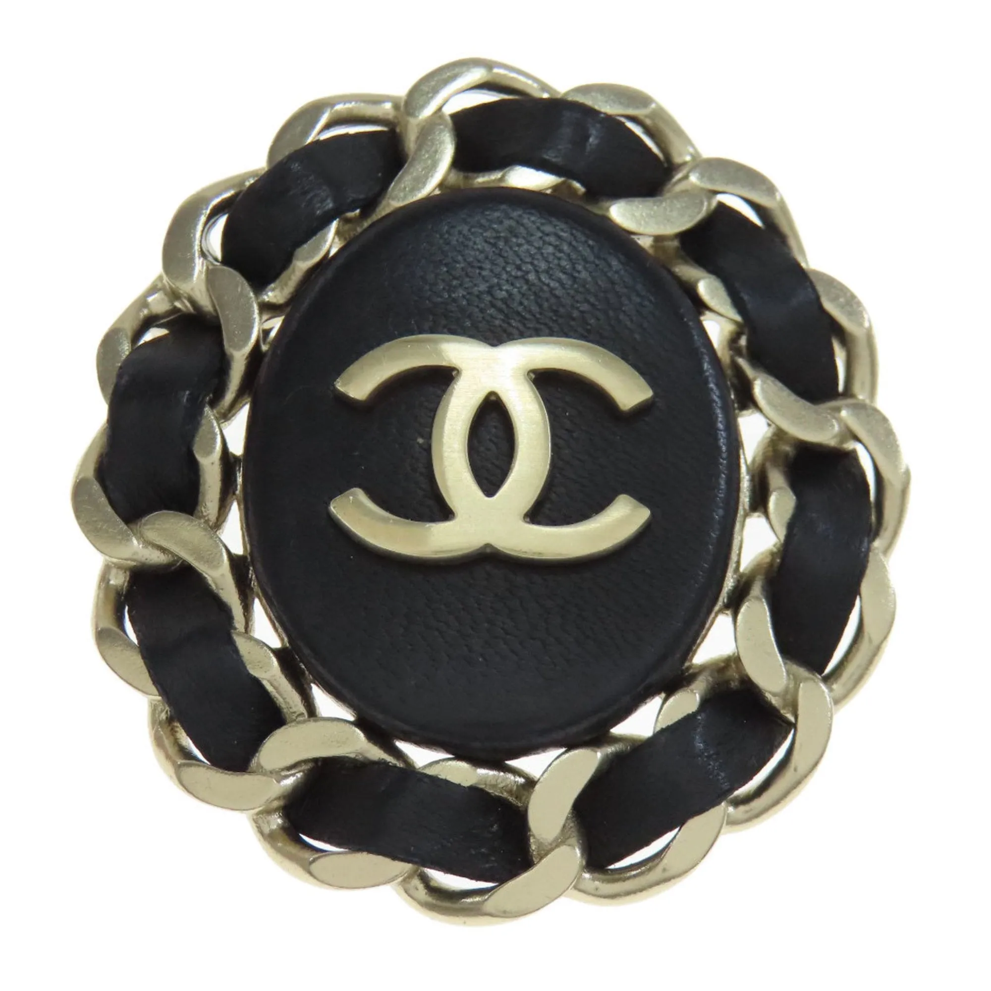 Chanel Leather Metal Brooch (Pre-Owned)