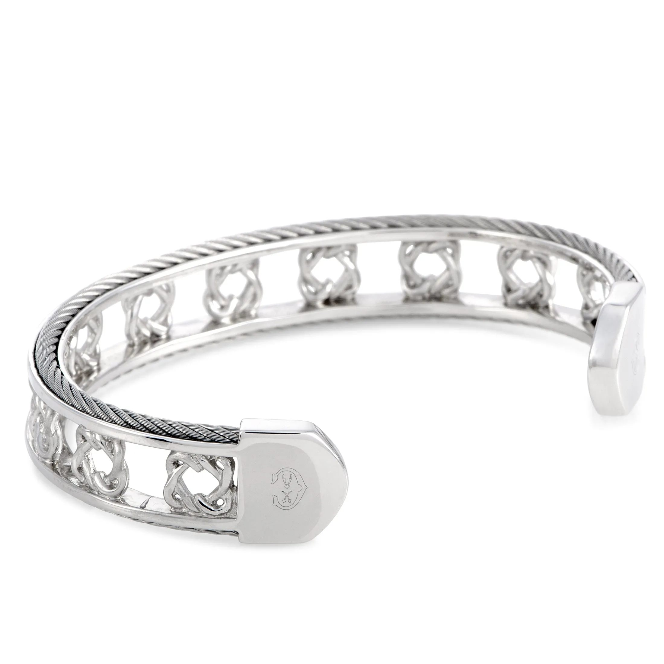 Charriol Heart to Heart Sterling Silver Bangle Bracelet Size Large