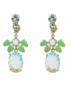 Chrysoprase & Blue Quartz Drop Earrings