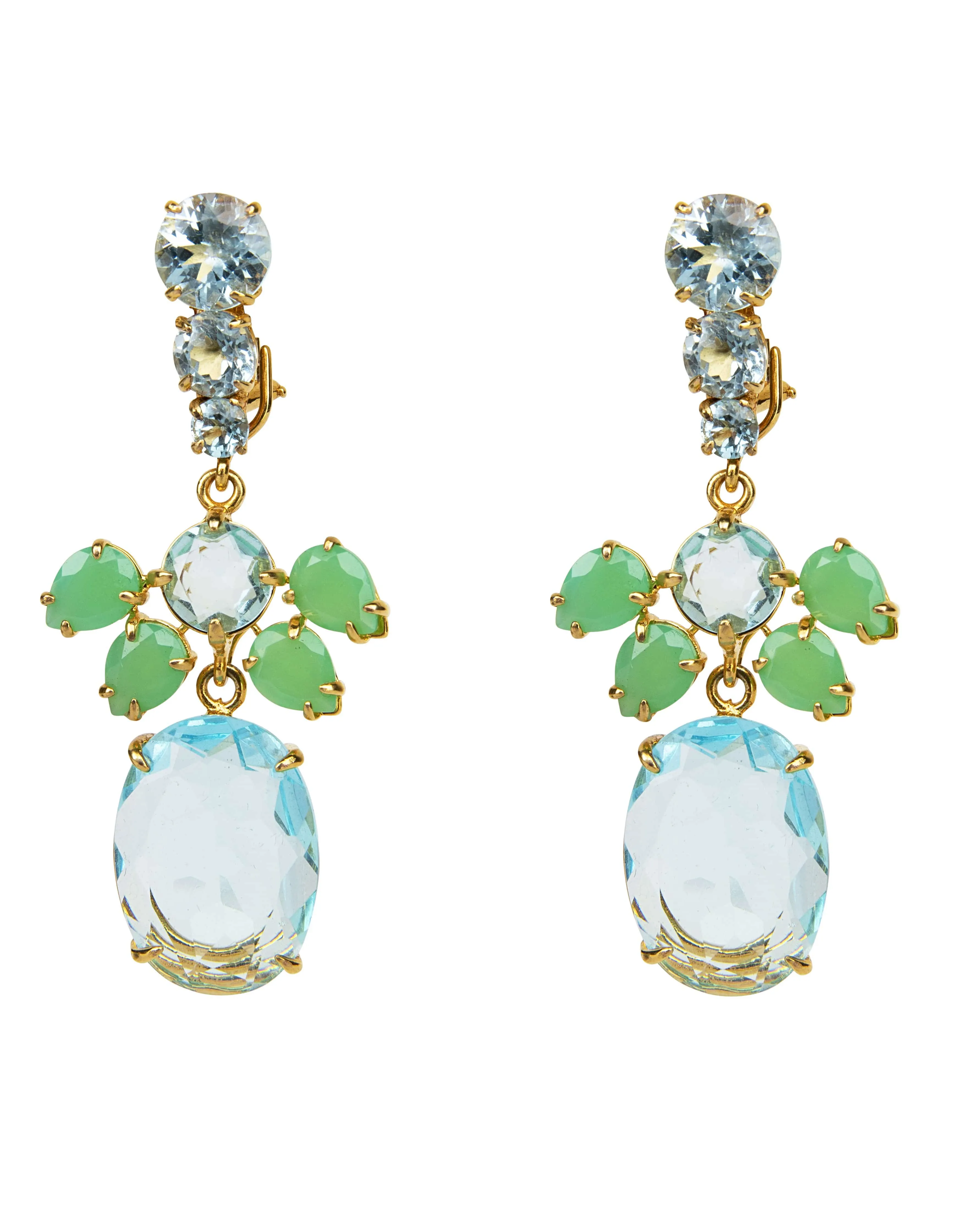 Chrysoprase & Blue Quartz Drop Earrings