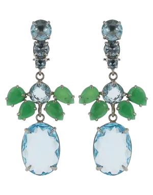 Chrysoprase And Quartz Drop Earrings