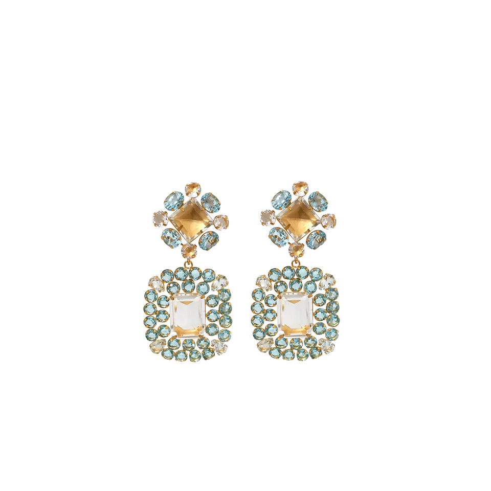 Clear And Blue Topaz Earrings