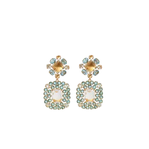 Clear And Blue Topaz Earrings