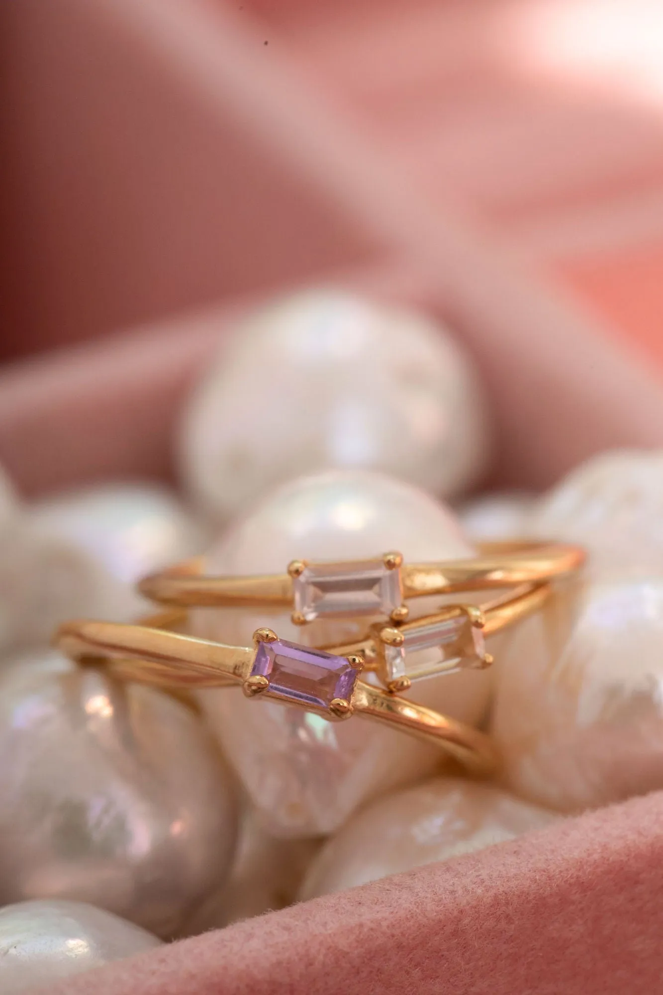 Confetti Rosa 18K Gold Plated Ring w. Quartz