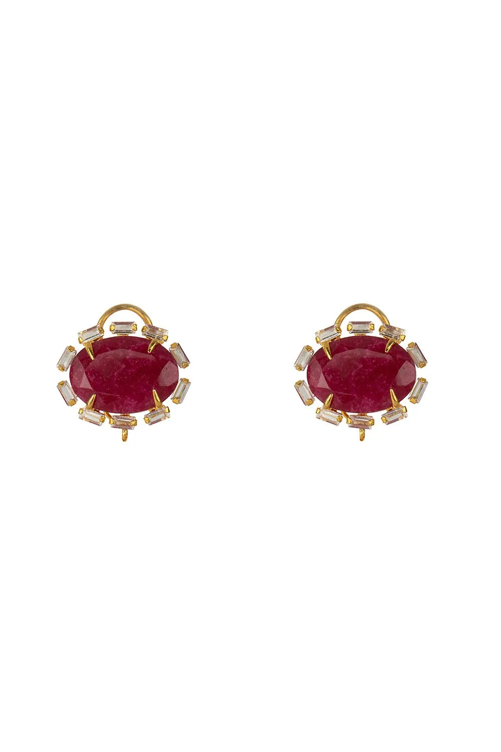 Corrundum Baguette Oval Earrings