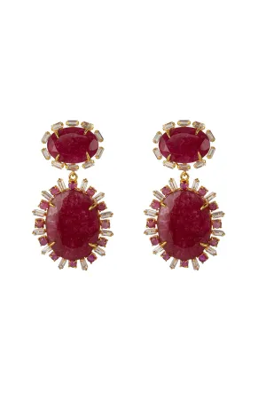 Corrundum Baguette Oval Earrings