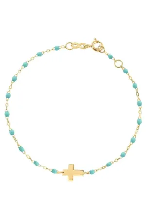 Cross Charm Classic Gigi Bracelet - 6.7in - Lagoon