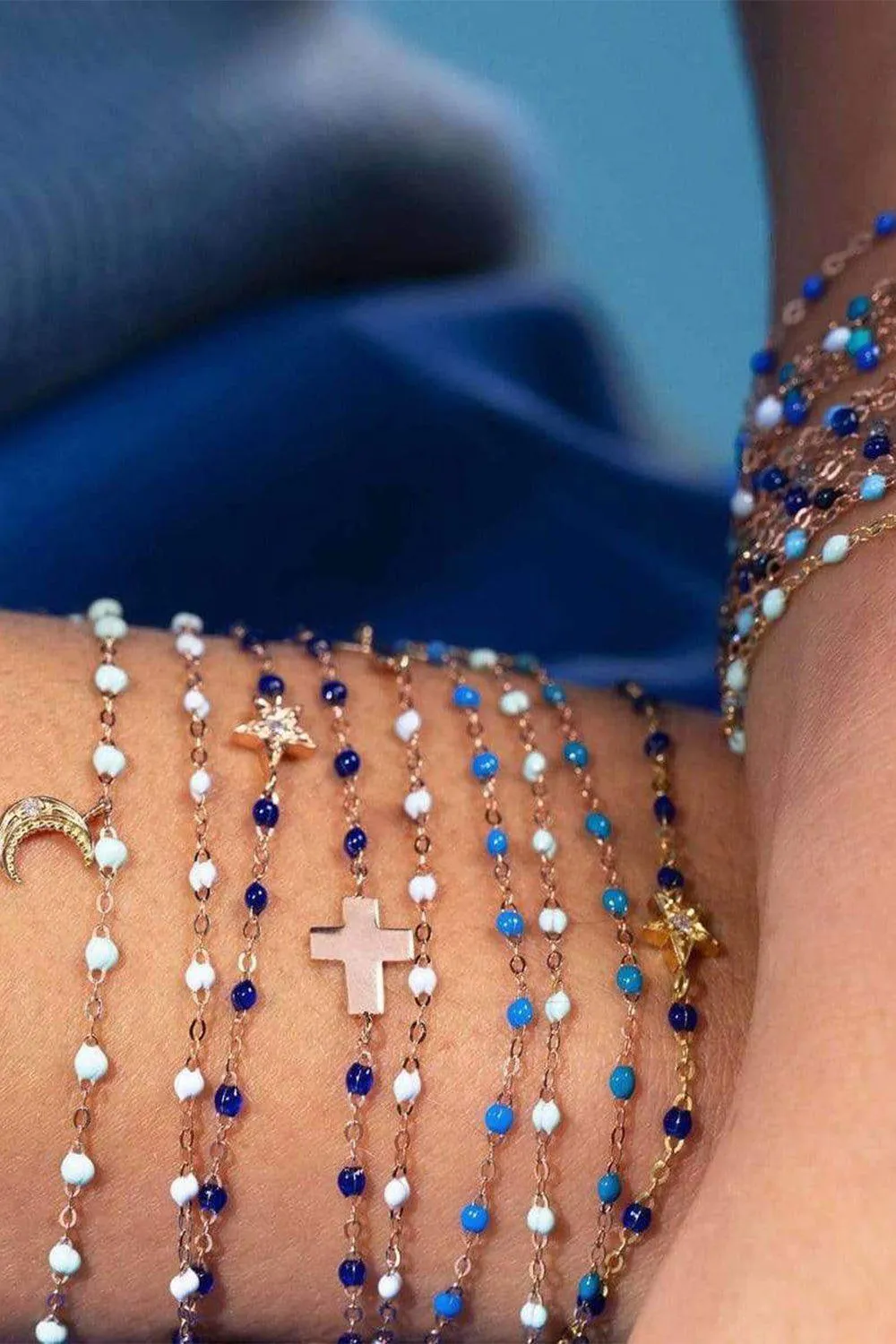 Cross Charm Classic Gigi Bracelet - 6.7in - Lagoon