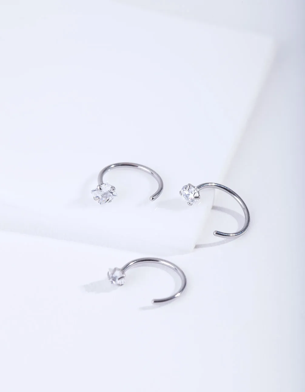 Crystal Nail Nose Ring 3 Pack