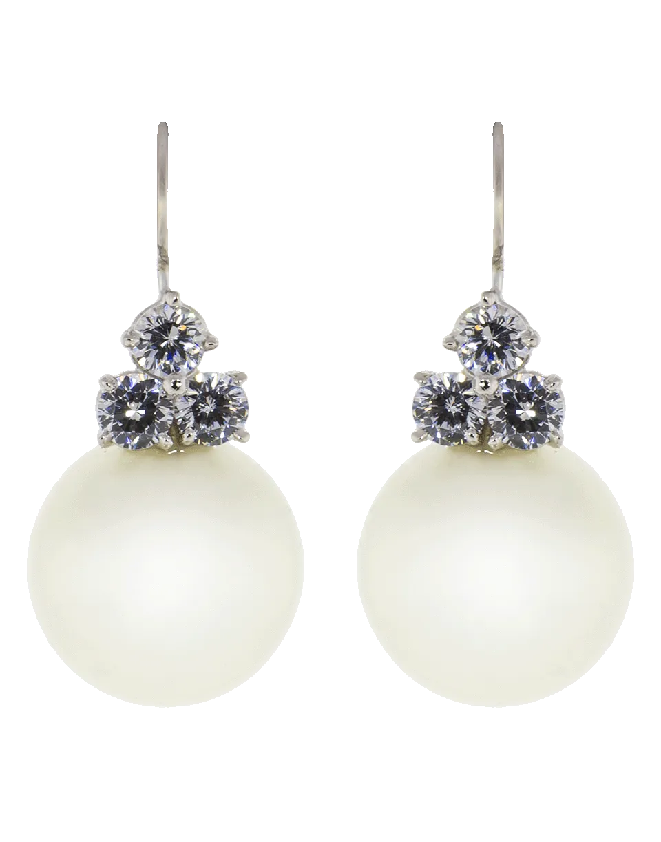 Cubic Zirconia And Pearl Earrings