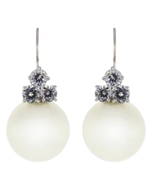 Cubic Zirconia And Pearl Earrings