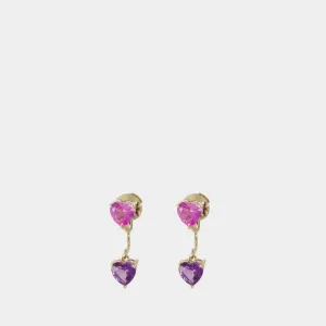 Cœur Rose & Violet Earring - Yvonne Leon - Gold - 9K