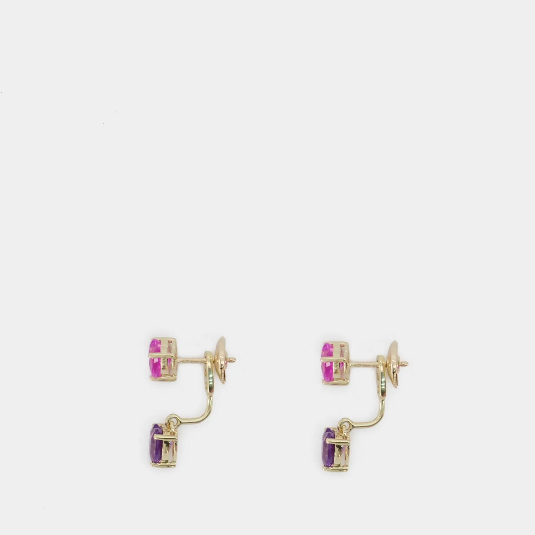Cœur Rose & Violet Earring - Yvonne Leon - Gold - 9K