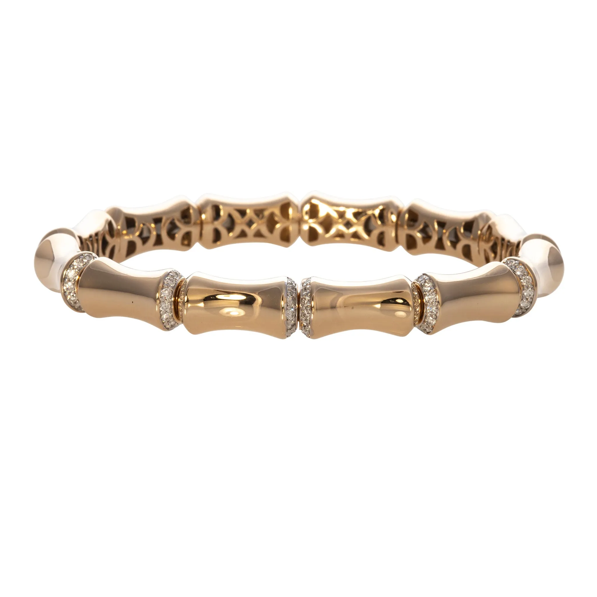 Diamond 14K Yellow Gold Bamboo Memory Cuff