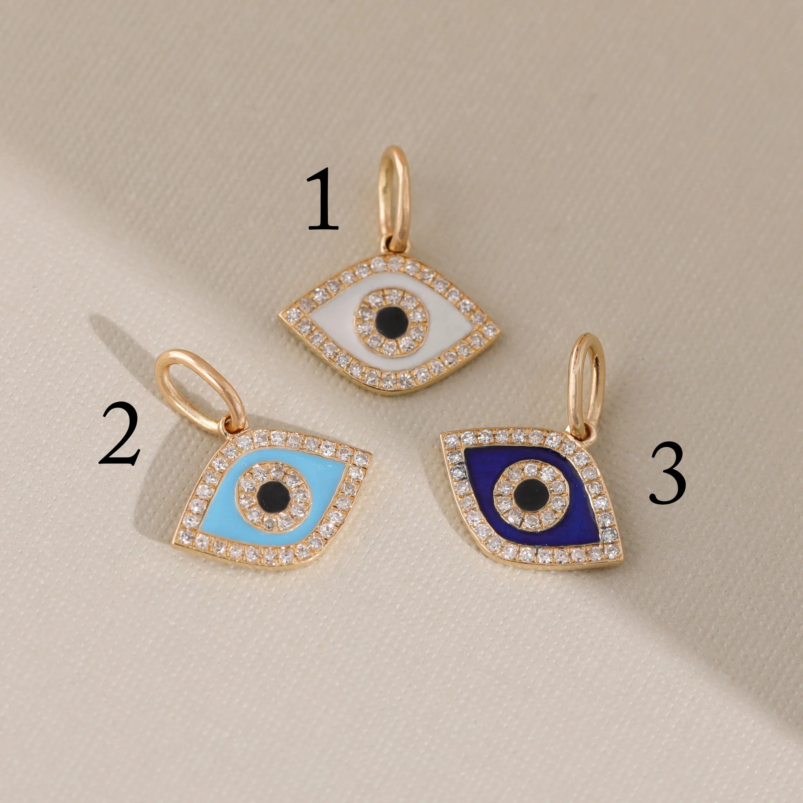 Diamond and Enamel Evil Eye Charm, Lucinda SARAHELISE