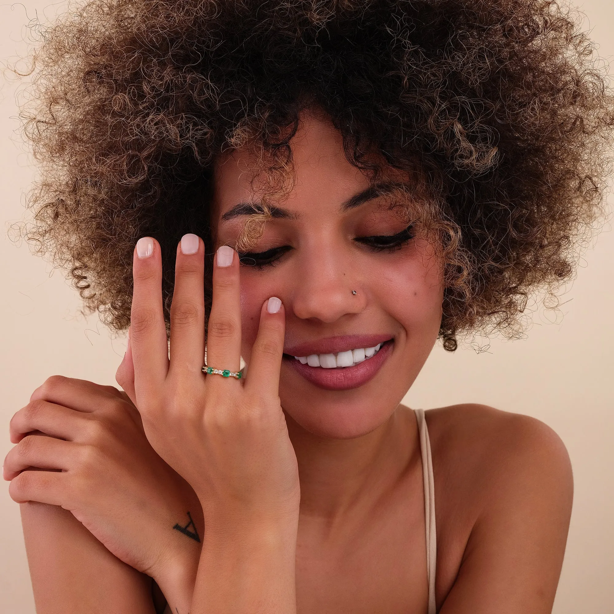 Diamond and Octagon Emerald Ring, Una SARAHELISE