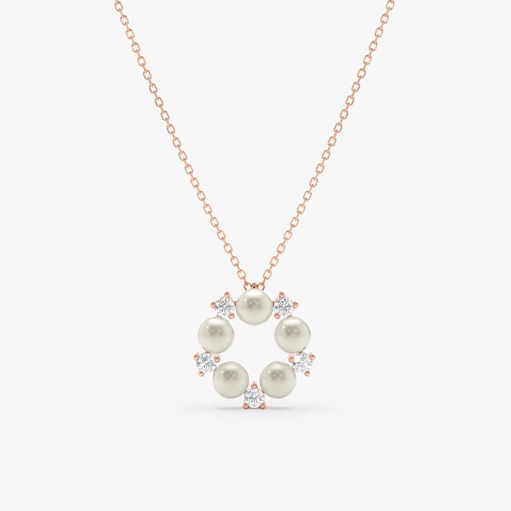 Diamond and Pearl Pendant Necklace, Perla SARAHELISE