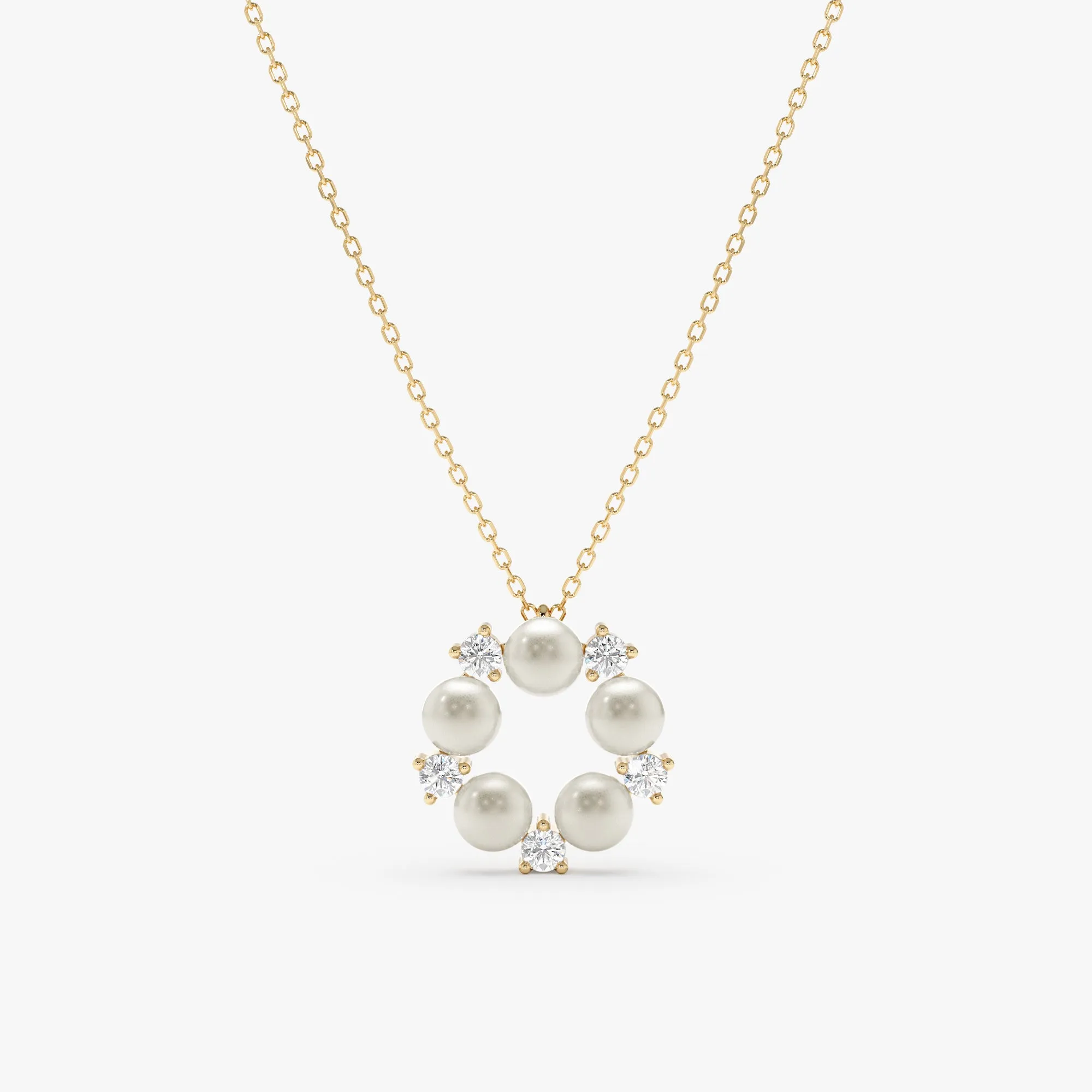 Diamond and Pearl Pendant Necklace, Perla SARAHELISE