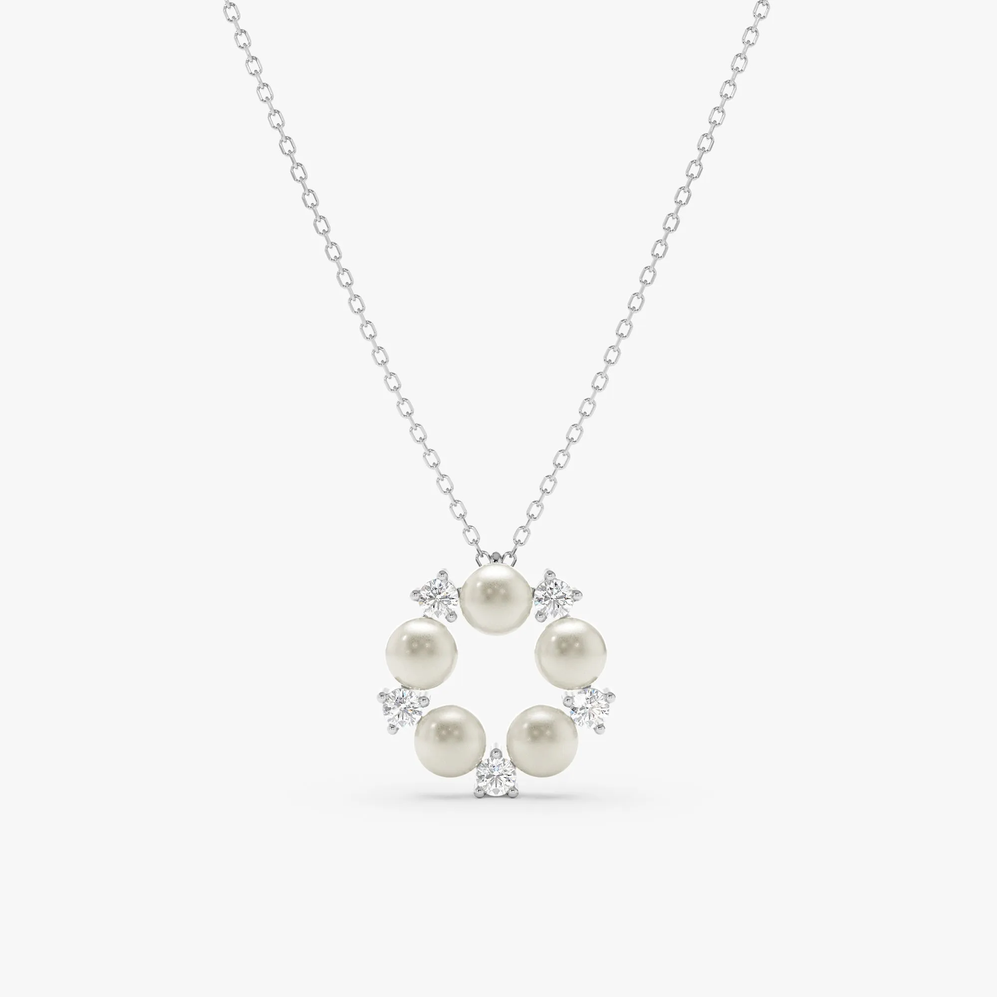 Diamond and Pearl Pendant Necklace, Perla SARAHELISE